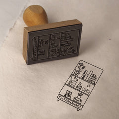Stempel Ex-libris gut gefülltes Regal