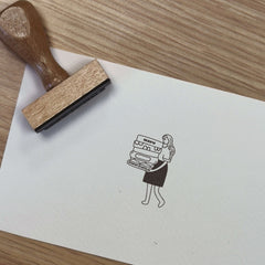 Stempel Ex-libris Frau mit Büchern