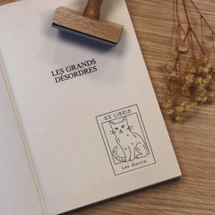 Stempel Ex-libris Katze im Rahmen