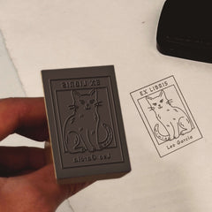 Stempel Ex-libris Katze im Rahmen