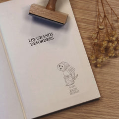 Stempel Ex-libris Eule auf Baumstumpf