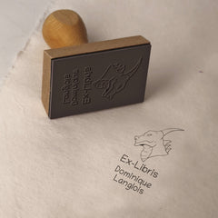 Stempel Ex-libris gehörntes Drache