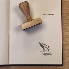 Stempel Ex-libris Feder und Buch