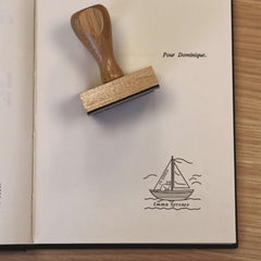 Stempel Ex-libris Katze auf Boot